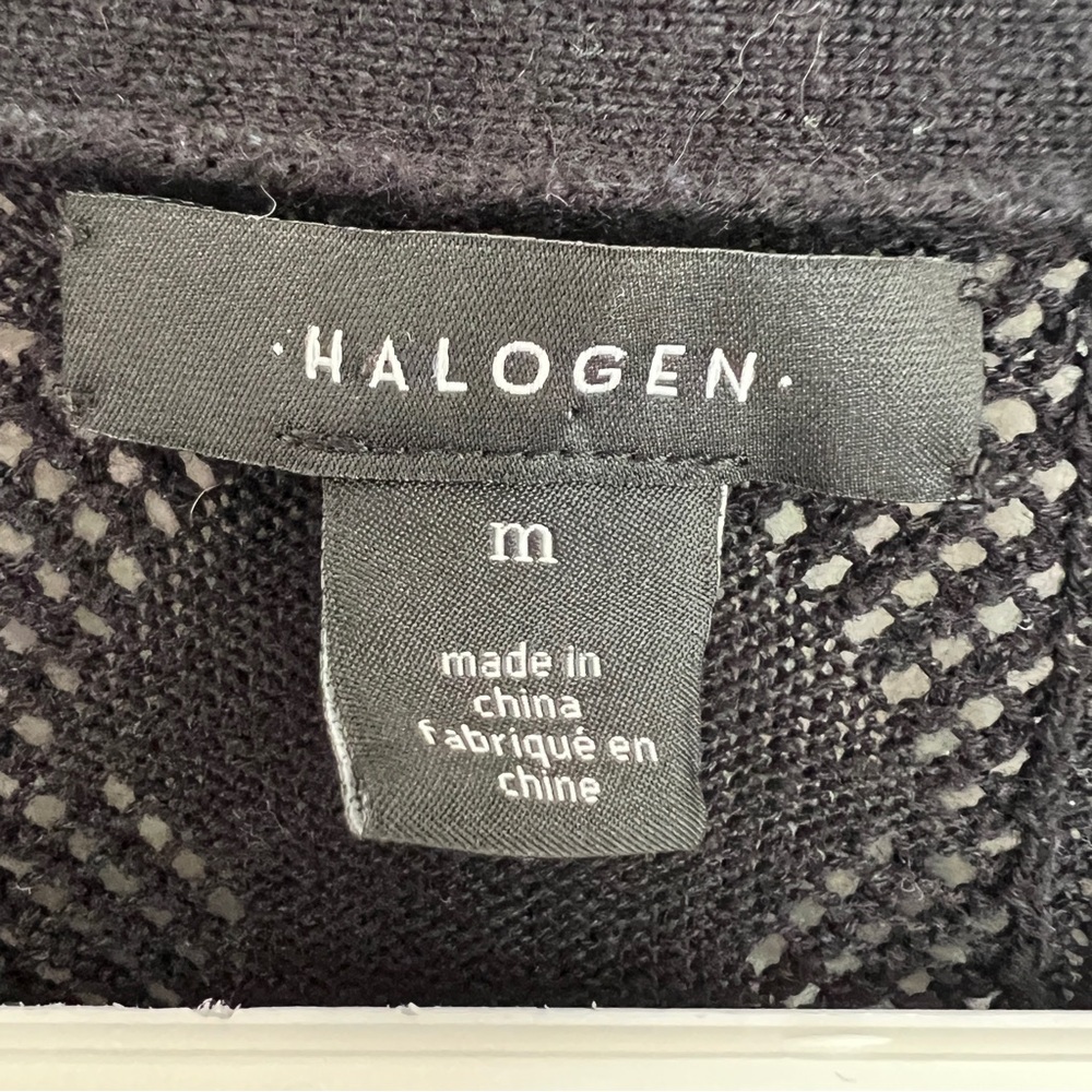 Halogen Black Pointelle Button-Down Cardigan Medi… - image 2